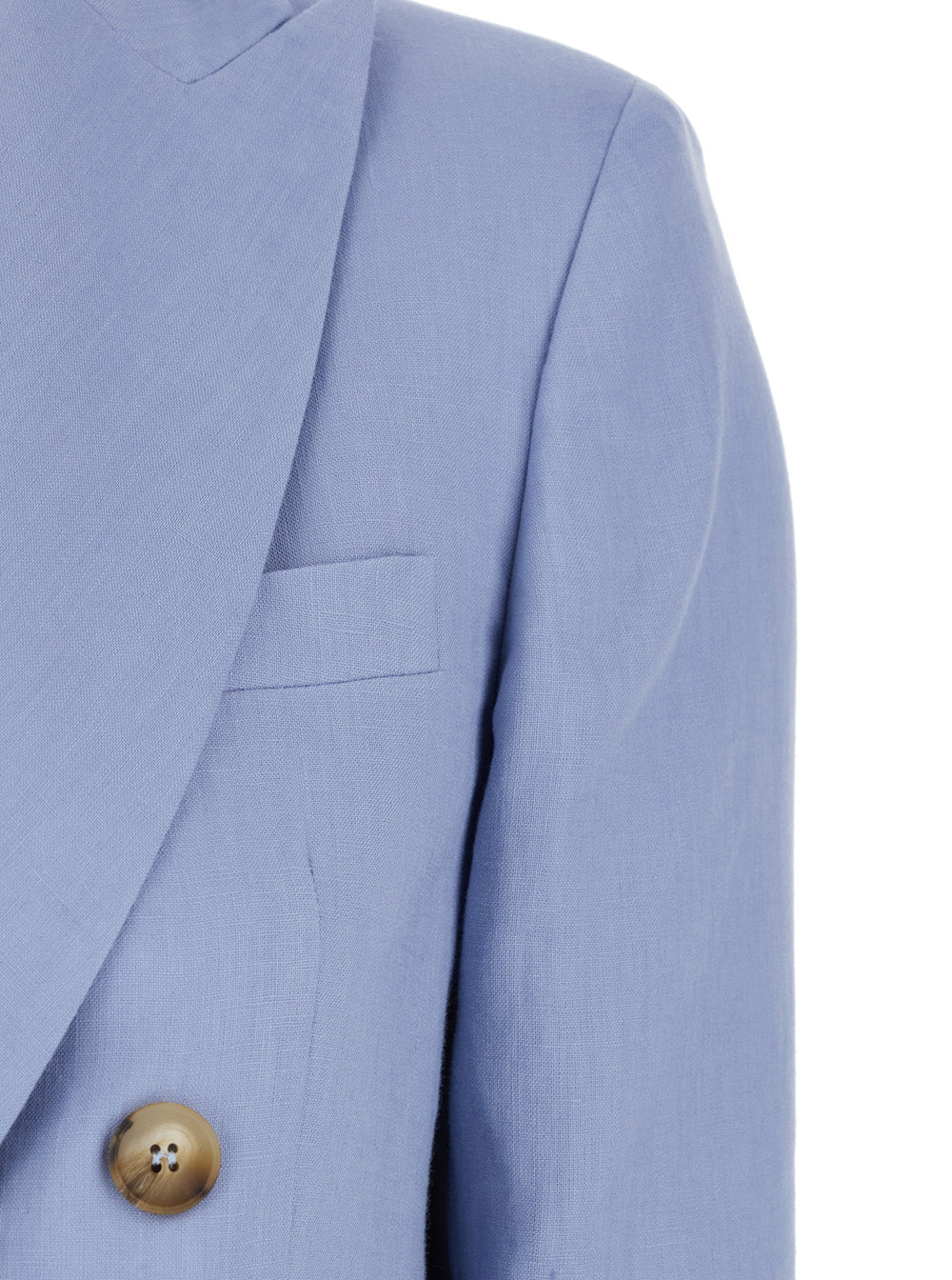 Leplain Women Blue Double-Breasted Jacket With Notched Revers In Linen For Women
