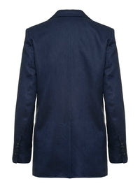Leplain Women Blue Double-Breasted Blazer In Linen Women