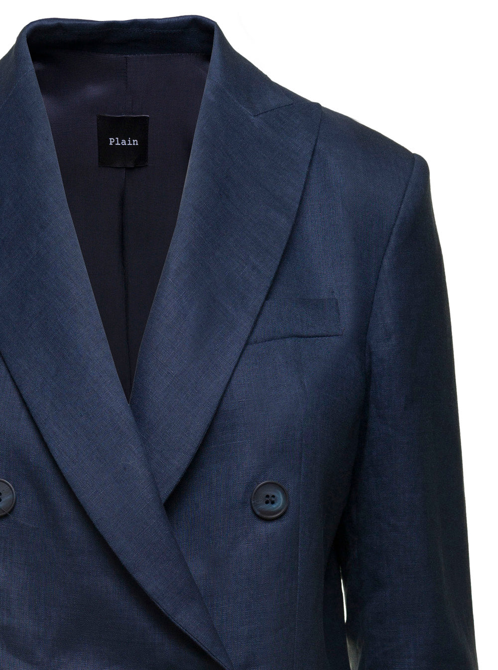 Leplain Women Blue Double-Breasted Blazer In Linen Women