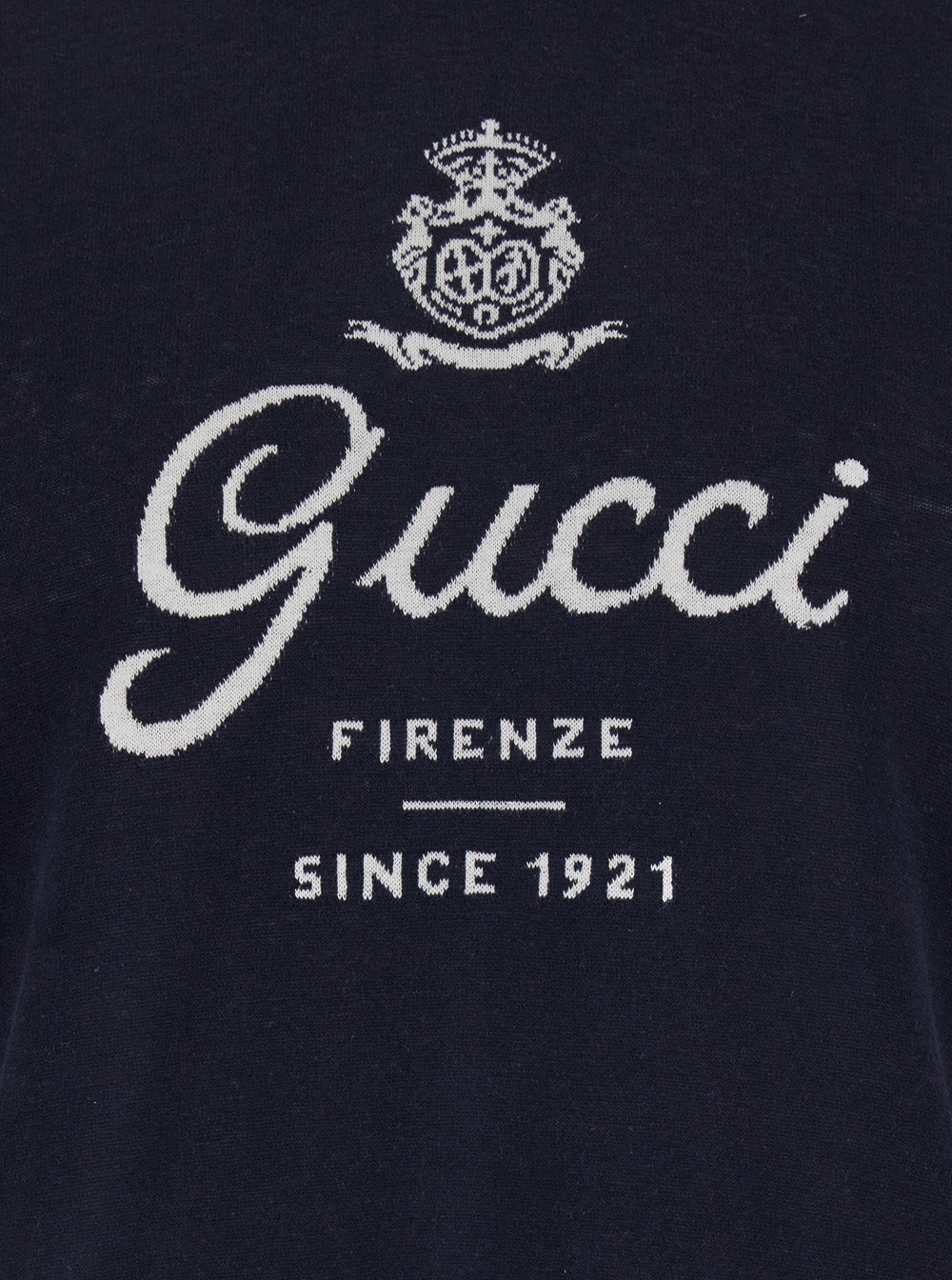 Gucci Men Blue Round Neck Sweater With Logo Lettering On The Front In Wool For Men