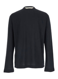 Jacquemus Men 'Le T-Shirt Rond Carre' Black Crew Neck T-Shirt With Long Sleeves In Tech Fabric For Men