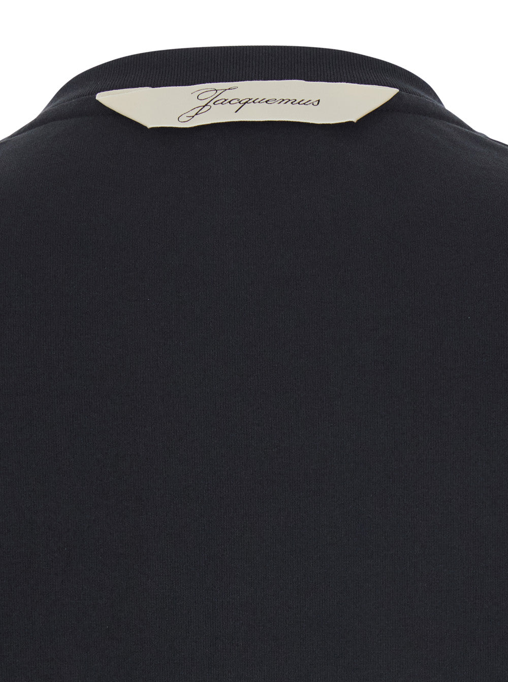 Jacquemus Men 'Le T-Shirt Rond Carre' Black Crew Neck T-Shirt With Long Sleeves In Tech Fabric For Men