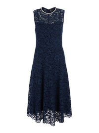 Leplain Women Blue Long Dress With All-Over Lace Detail In Cotton Blend Woman