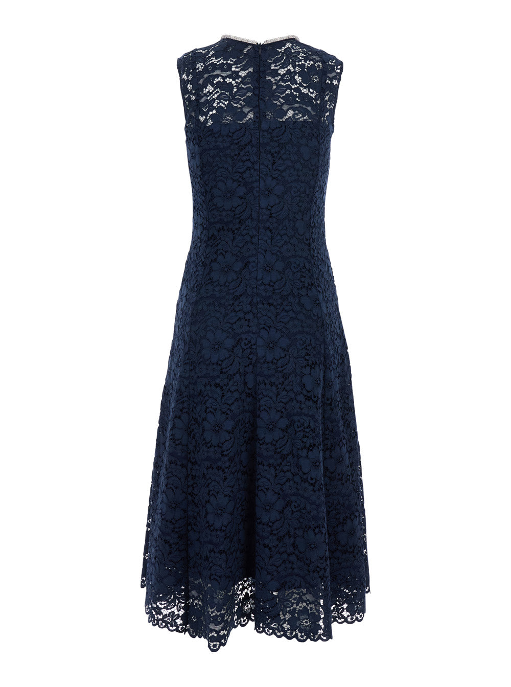 Leplain Women Blue Long Dress With All-Over Lace Detail In Cotton Blend Woman