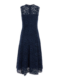 Leplain Women Blue Long Dress With All-Over Lace Detail In Cotton Blend Woman