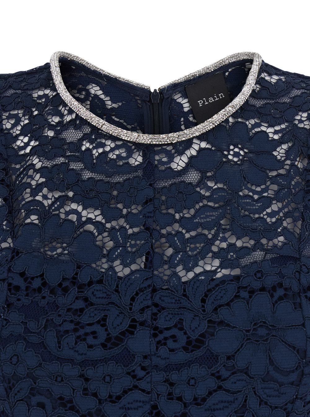 Leplain Women Blue Long Dress With All-Over Lace Detail In Cotton Blend Woman