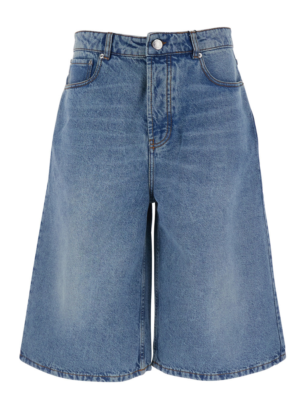 Ami Paris Men Light Blue High-Waisted Bermuda Shorts With Side Pockets In Denim For Men