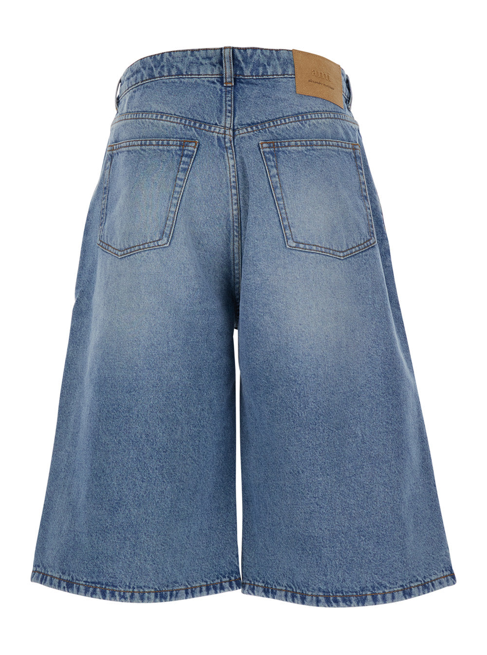 Ami Paris Men Light Blue High-Waisted Bermuda Shorts With Side Pockets In Denim For Men