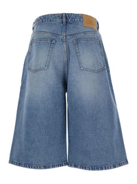 Ami Paris Men Light Blue High-Waisted Bermuda Shorts With Side Pockets In Denim For Men