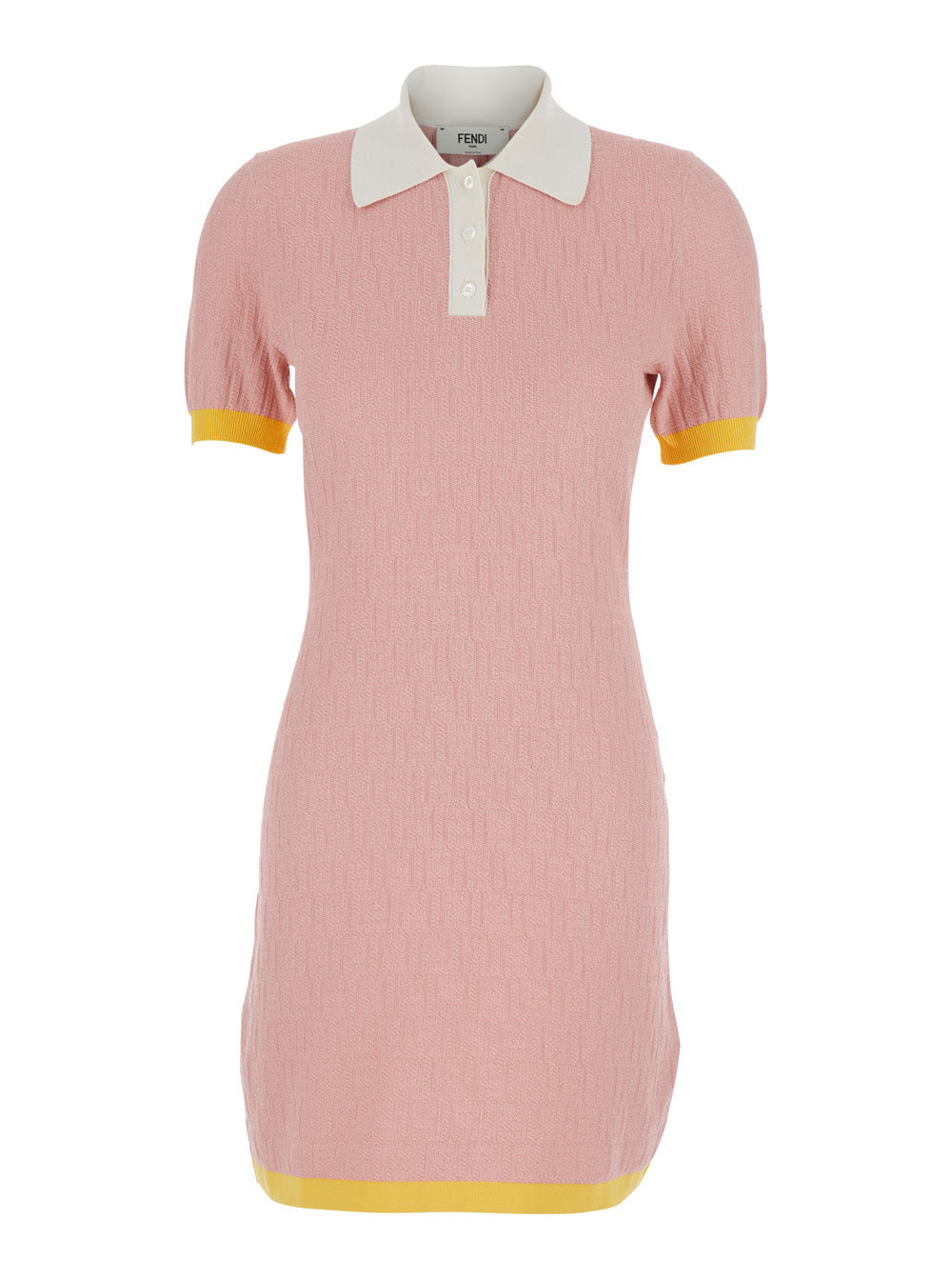 Fendi Women Pink Dress With Classic Collar In Cotton And Silk Blend For Women