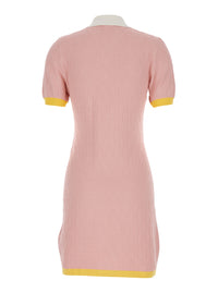 Fendi Women Pink Dress With Classic Collar In Cotton And Silk Blend For Women