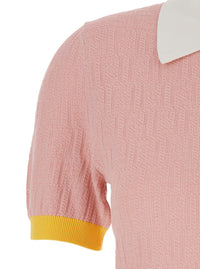 Fendi Women Pink Dress With Classic Collar In Cotton And Silk Blend For Women