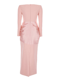 Solace London Women Rhianne Midaxi Dress - Pink - Long Dress With V-Neck And Long Sleeves - In Tech Fabric - Women