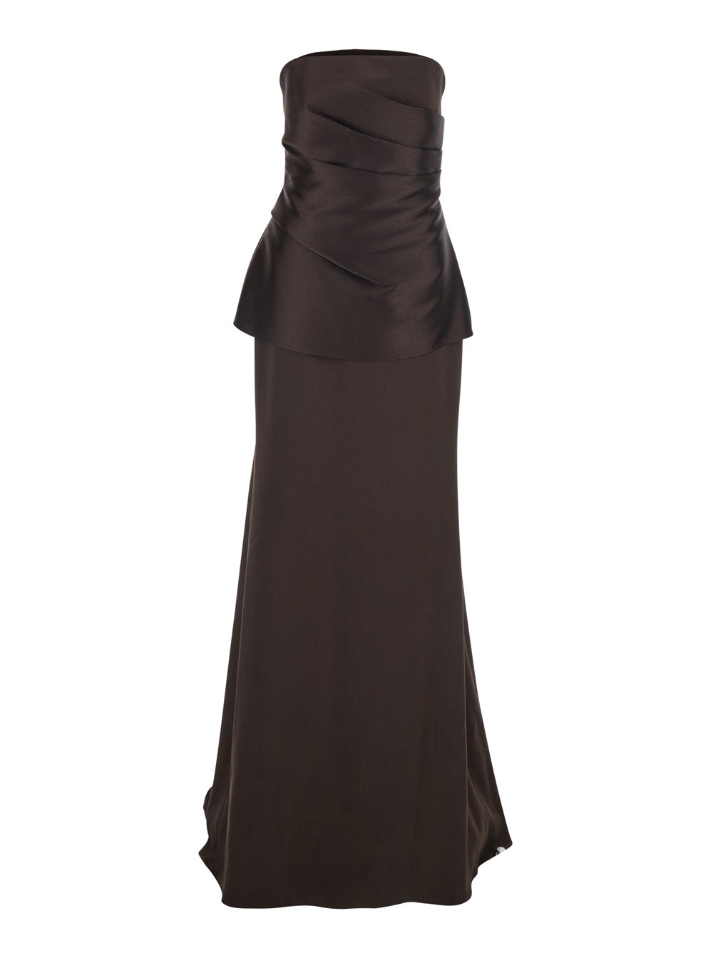 SOLACE LONDON Solace London Women 'Alia' Brown Long Dress With Straight Neckline And Flared Design In Tech Fabric Women