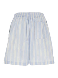 Jacquemus Men 'Le Short Calecon' Light Blue Shorts With Elasticated Waist At The Back And All-Over Striped Motif In Cotton For Men