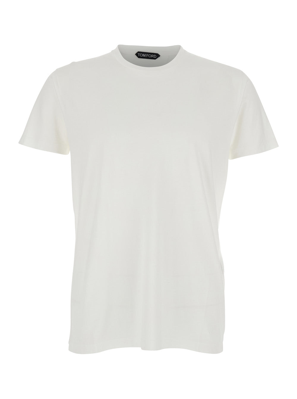 Tom Ford Men T-Shirt 'Cotton Silk Ss' White With Round Neck In Cotton And Silk Men