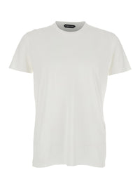 Tom Ford Men T-Shirt 'Cotton Silk Ss' White With Round Neck In Cotton And Silk Men