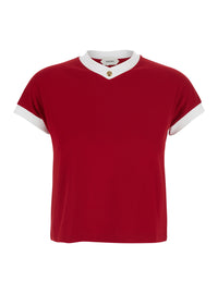 Versace Women Tshirt - Red - Logo Print T-Shirt On The Front - Cotton - Men