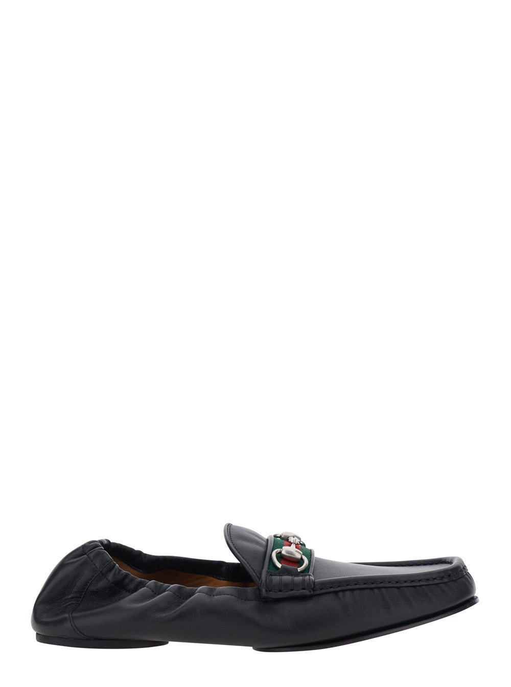 GUCCI Gucci Men Black Loafers With Rounded Toe And Horsebit Detail On Front In Leather For Men
