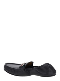 GUCCI Gucci Men Black Loafers With Rounded Toe And Horsebit Detail On Front In Leather For Men