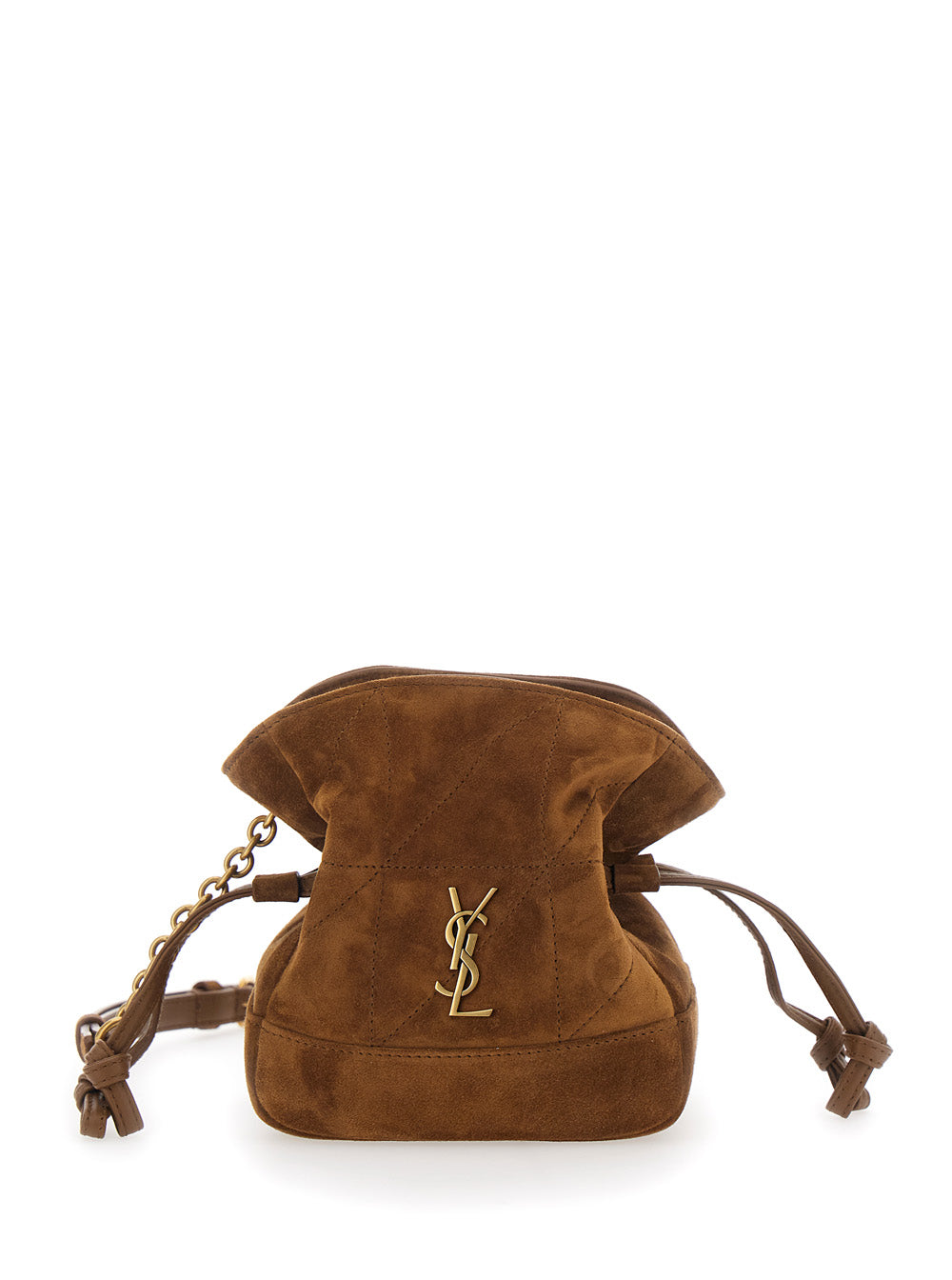 Saint Laurent Women 'Jamie Mini' Brown Crossbody Bag With Cassandre Logo Plate On The Front In Suede Woman