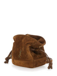 Saint Laurent Women 'Jamie Mini' Brown Crossbody Bag With Cassandre Logo Plate On The Front In Suede Woman
