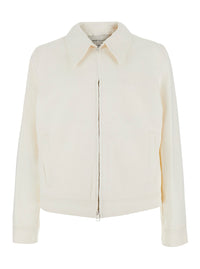 Ami Paris Men White Jacket With Classic Collar And Tone-On-Tone Adc Embroidery On The Front In Fabric For Men