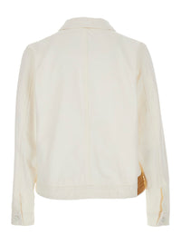 Ami Paris Men White Jacket With Classic Collar And Tone-On-Tone Adc Embroidery On The Front In Fabric For Men