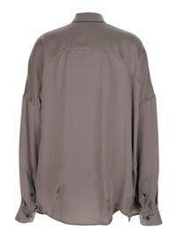 Dries Van Noten Women Casia Gray Shirt With Classic Collar And Long Sleeves In Cotton For Women