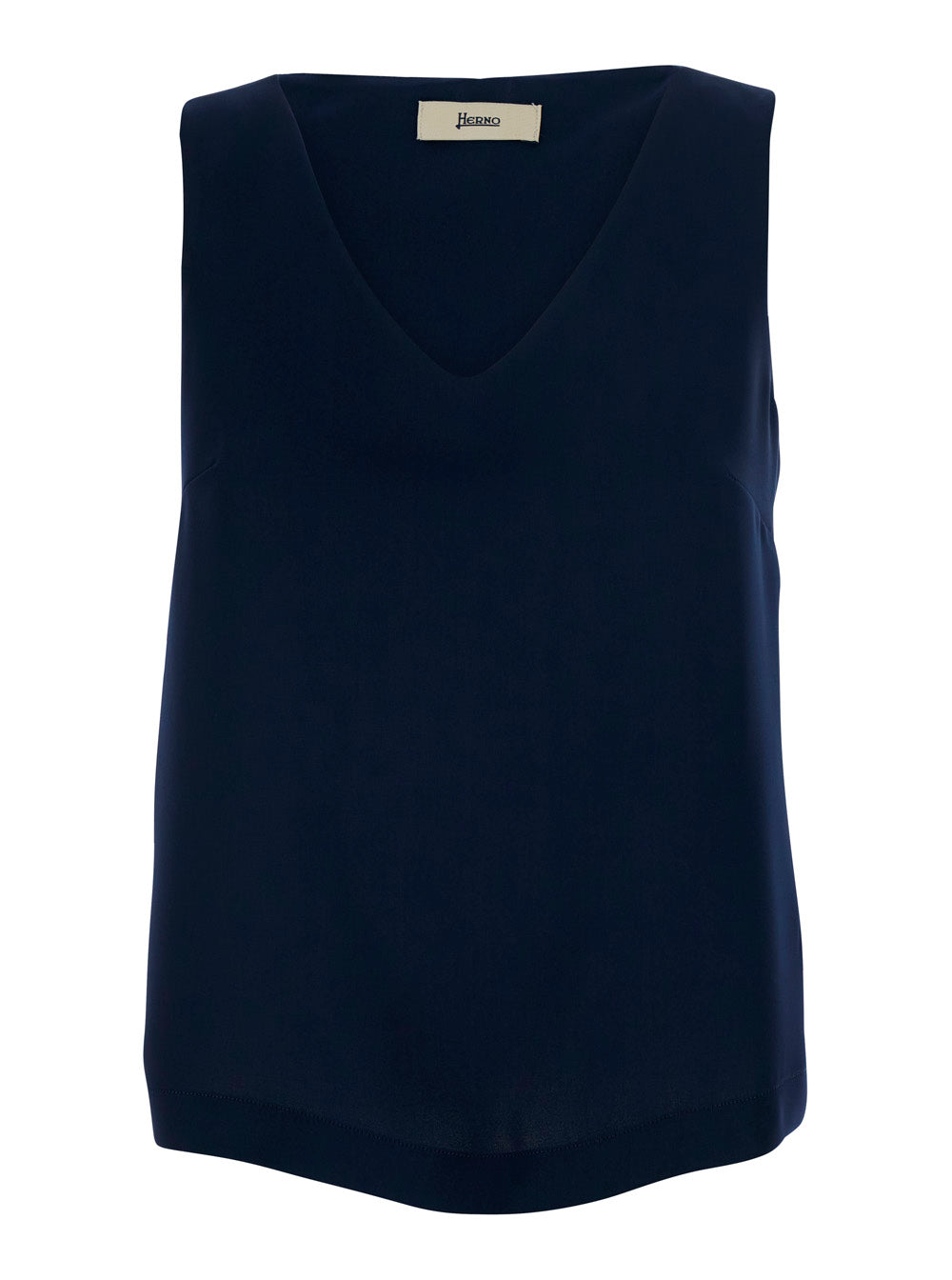 Herno Women Blue Top With V-Neck And Sleeveless In Tech Fabric Woman