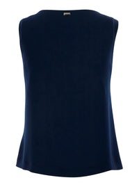 Herno Women Blue Top With V-Neck And Sleeveless In Tech Fabric Woman