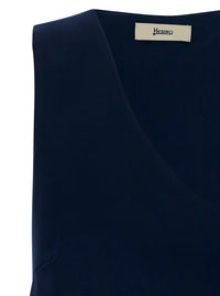 Herno Women Blue Top With V-Neck And Sleeveless In Tech Fabric Woman