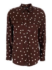 Leplain Women Pois Pocket Shirt - Brown - Shirt With Pockets And Polka Dot Design - In Polyester - Women