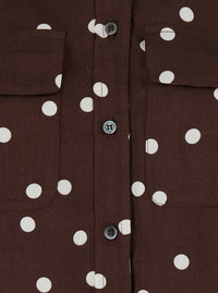 Leplain Women Pois Pocket Shirt - Brown - Shirt With Pockets And Polka Dot Design - In Polyester - Women