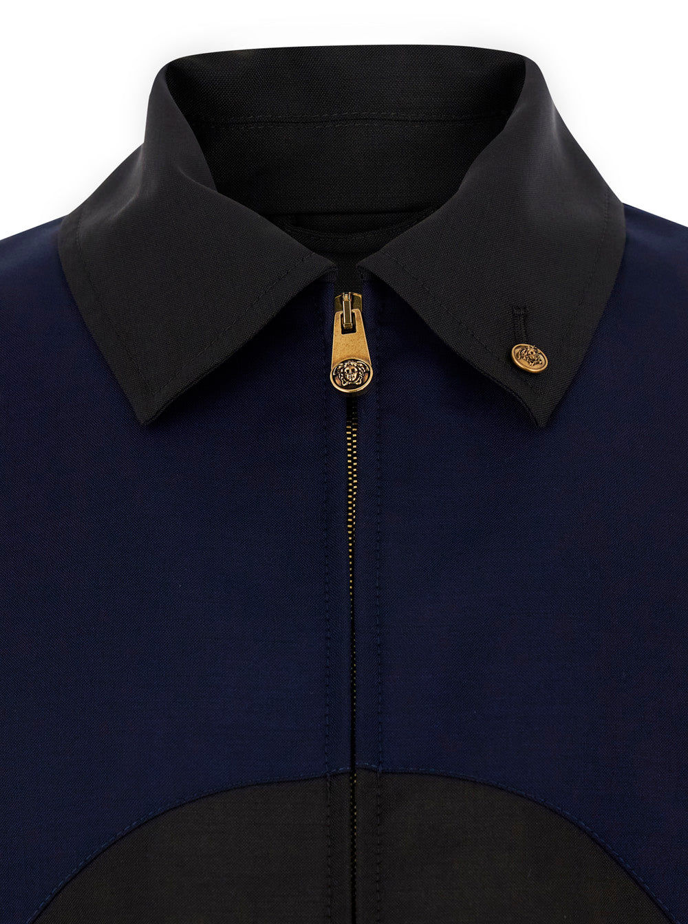 Versace Men Brown Jacket With Classic Collar And Zip Closure On The Front In Leather For Men