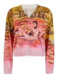 Versace Women Cardigan 'Naturist Print' Multicolor With Natural Silk Print For Women