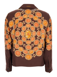 Versace Women Shirt 'Printed Shirt Look 62' Brown With Printed Silk Motif For Women