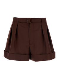 Saint Laurent Men Brown Cotton Bermuda Shorts With Side Pockets For Men