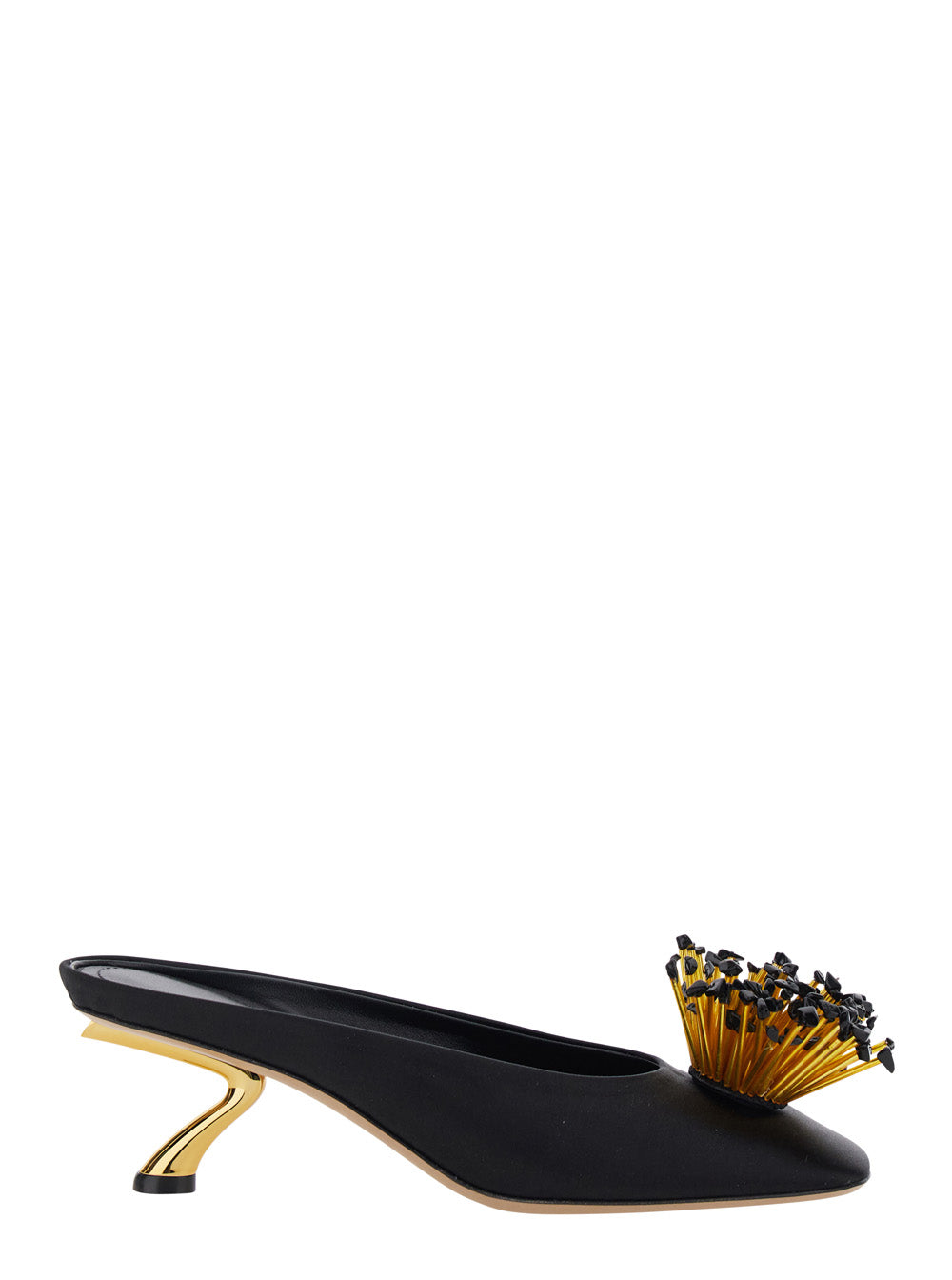 Ferragamo Women Black Sandals With Low Heel And Crystal Embellishment On The Front In Fabric Woman