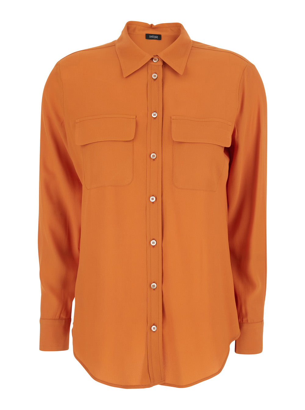 Leplain Women Orange Shirt With Applied Pockets On The Front In Silk Blend Woman