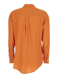 Leplain Women Orange Shirt With Applied Pockets On The Front In Silk Blend Woman