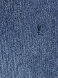 Saint Laurent Men Blue Denim Long Sleeve Shirt With Front Logo For Men