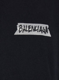 Balenciaga Men Black Half-Zip Sweatshirt With Logo On The Front In Cotton For Men