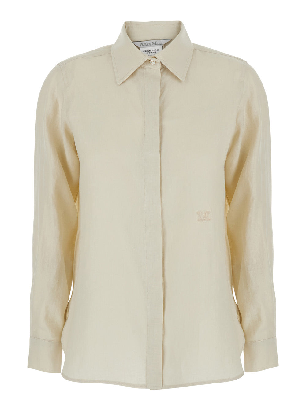 MAX MARA Max Mara Women Beige Long-Sleeved Shirt With Classic Collar In Linen For Women