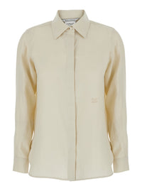 MAX MARA Max Mara Women Beige Long-Sleeved Shirt With Classic Collar In Linen For Women