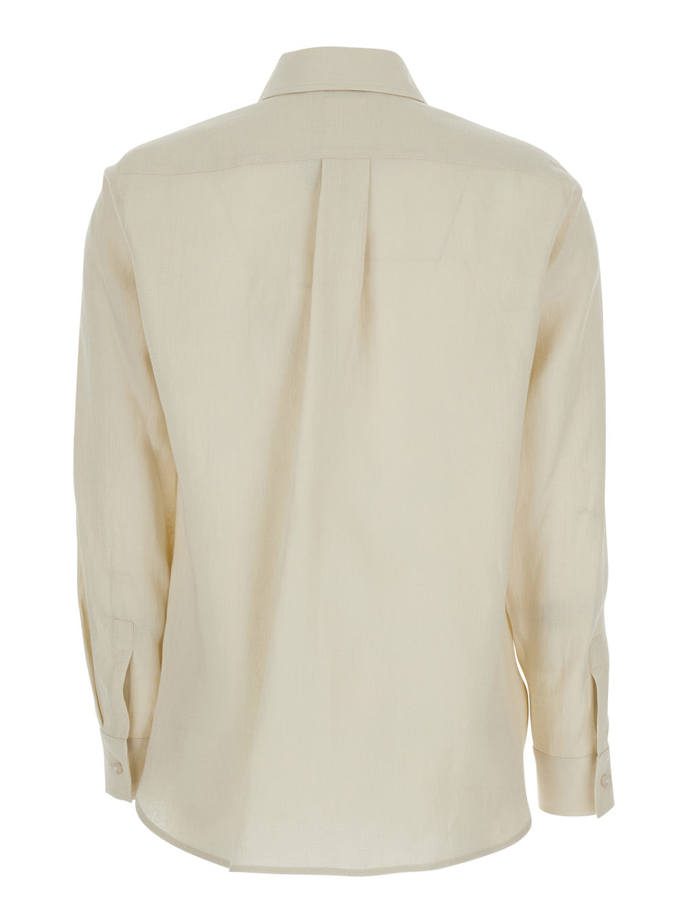 MAX MARA Max Mara Women Beige Long-Sleeved Shirt With Classic Collar In Linen For Women
