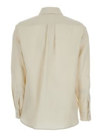 MAX MARA Max Mara Women Beige Long-Sleeved Shirt With Classic Collar In Linen For Women