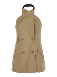 MAX MARA Max Mara Women Mxsnuraghe Beige Dress With Front Closure In Wool And Silk For Women