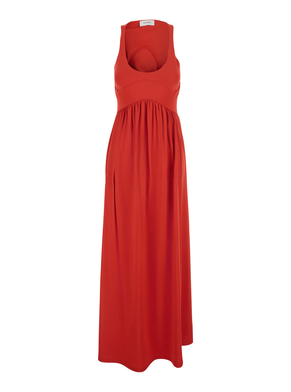 Sportmax Women 'Panino' Red Sleevelesss Long Dress With Round Neckline And Cut-Out On The Back In Stretch Viscose For Women