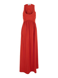 Sportmax Women 'Panino' Red Sleevelesss Long Dress With Round Neckline And Cut-Out On The Back In Stretch Viscose For Women